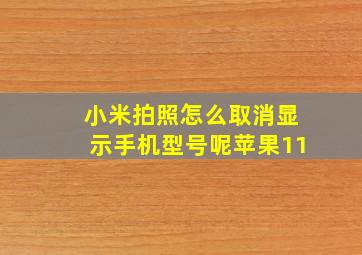 小米拍照怎么取消显示手机型号呢苹果11