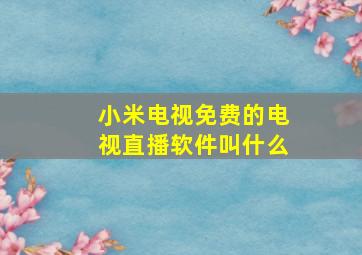 小米电视免费的电视直播软件叫什么