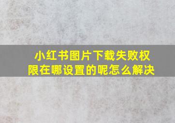 小红书图片下载失败权限在哪设置的呢怎么解决