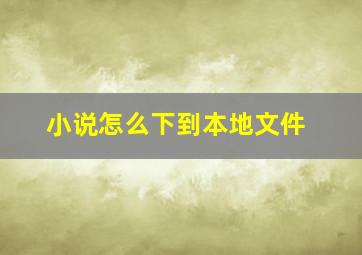 小说怎么下到本地文件