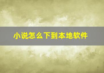 小说怎么下到本地软件