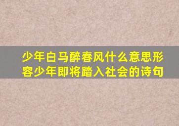 少年白马醉春风什么意思形容少年即将踏入社会的诗句