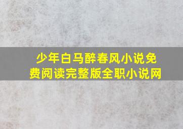 少年白马醉春风小说免费阅读完整版全职小说网