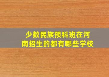 少数民族预科班在河南招生的都有哪些学校