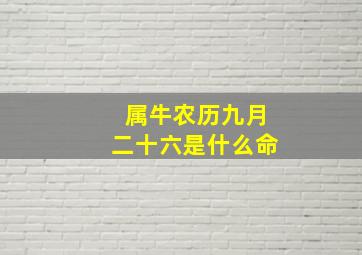 属牛农历九月二十六是什么命