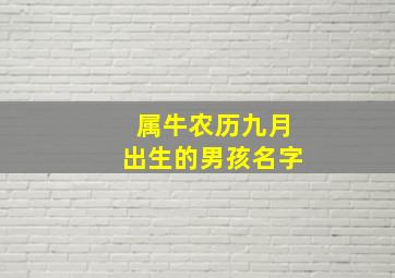 属牛农历九月出生的男孩名字