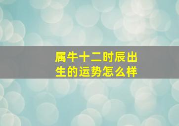 属牛十二时辰出生的运势怎么样