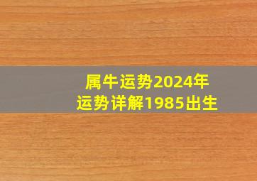 属牛运势2024年运势详解1985出生