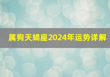 属狗天蝎座2024年运势详解