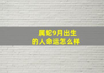 属蛇9月出生的人命运怎么样