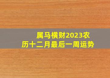 属马横财2023农历十二月最后一周运势