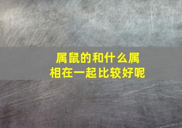 属鼠的和什么属相在一起比较好呢