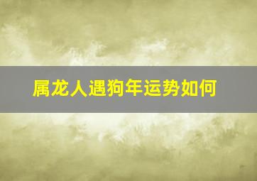 属龙人遇狗年运势如何