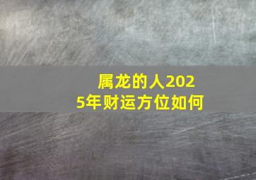 属龙的人2025年财运方位如何