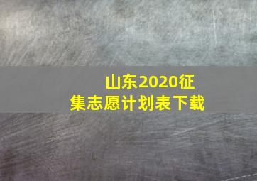 山东2020征集志愿计划表下载