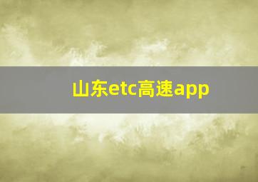 山东etc高速app