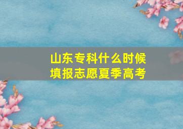 山东专科什么时候填报志愿夏季高考