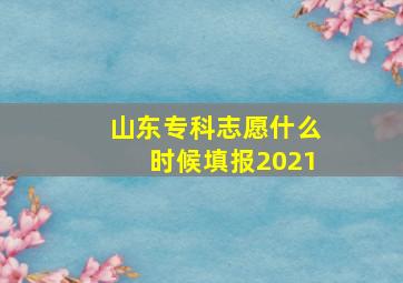 山东专科志愿什么时候填报2021