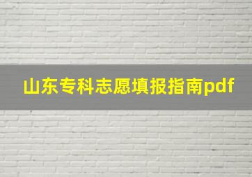 山东专科志愿填报指南pdf