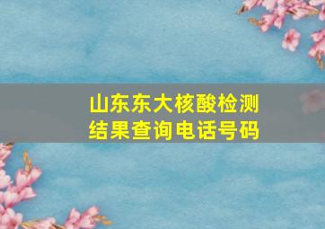 山东东大核酸检测结果查询电话号码