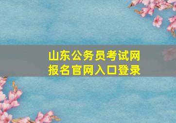 山东公务员考试网报名官网入口登录