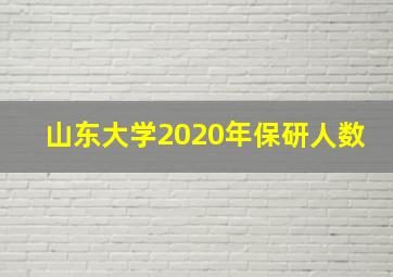 山东大学2020年保研人数