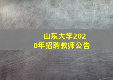 山东大学2020年招聘教师公告