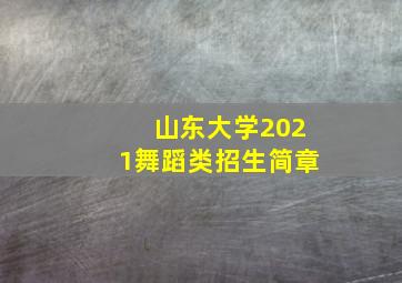 山东大学2021舞蹈类招生简章