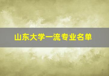 山东大学一流专业名单