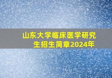 山东大学临床医学研究生招生简章2024年