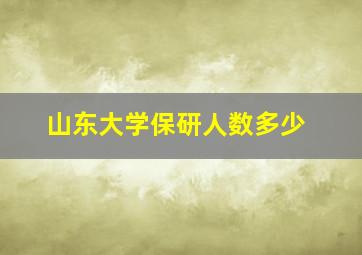 山东大学保研人数多少