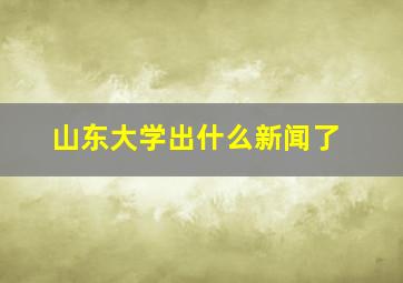 山东大学出什么新闻了