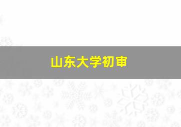 山东大学初审