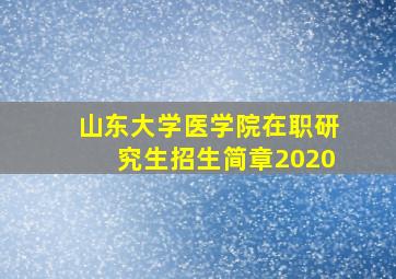 山东大学医学院在职研究生招生简章2020