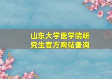 山东大学医学院研究生官方网站查询