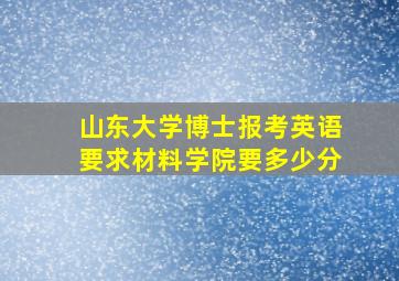 山东大学博士报考英语要求材料学院要多少分