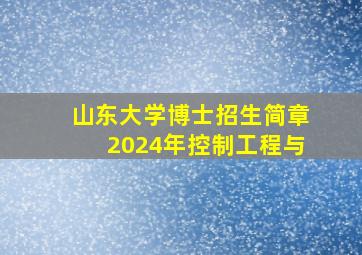 山东大学博士招生简章2024年控制工程与