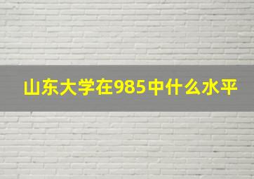 山东大学在985中什么水平