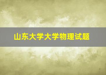 山东大学大学物理试题