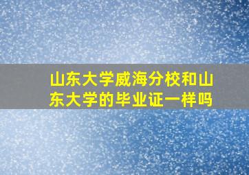 山东大学威海分校和山东大学的毕业证一样吗