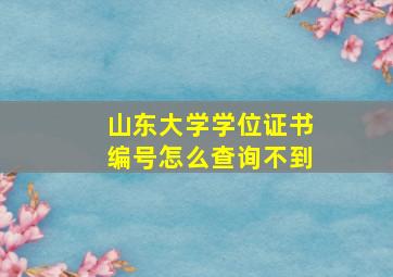 山东大学学位证书编号怎么查询不到