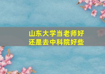 山东大学当老师好还是去中科院好些