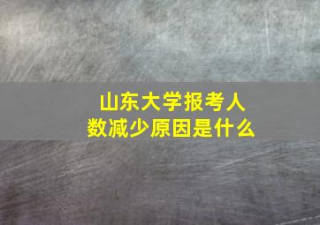 山东大学报考人数减少原因是什么