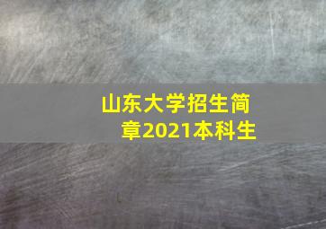 山东大学招生简章2021本科生