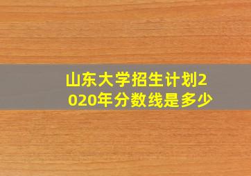 山东大学招生计划2020年分数线是多少