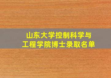 山东大学控制科学与工程学院博士录取名单