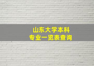 山东大学本科专业一览表查询