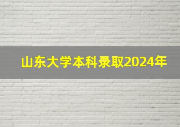 山东大学本科录取2024年