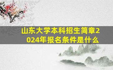 山东大学本科招生简章2024年报名条件是什么