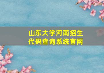 山东大学河南招生代码查询系统官网